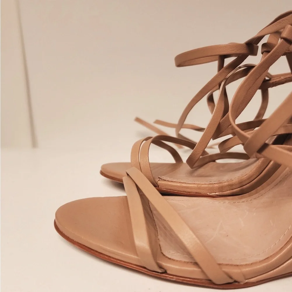 Schutz Deonne Casual Nappa Women’s Tan Strappy Leather Sandal High Heels Size 9 - Picture 7 of 15